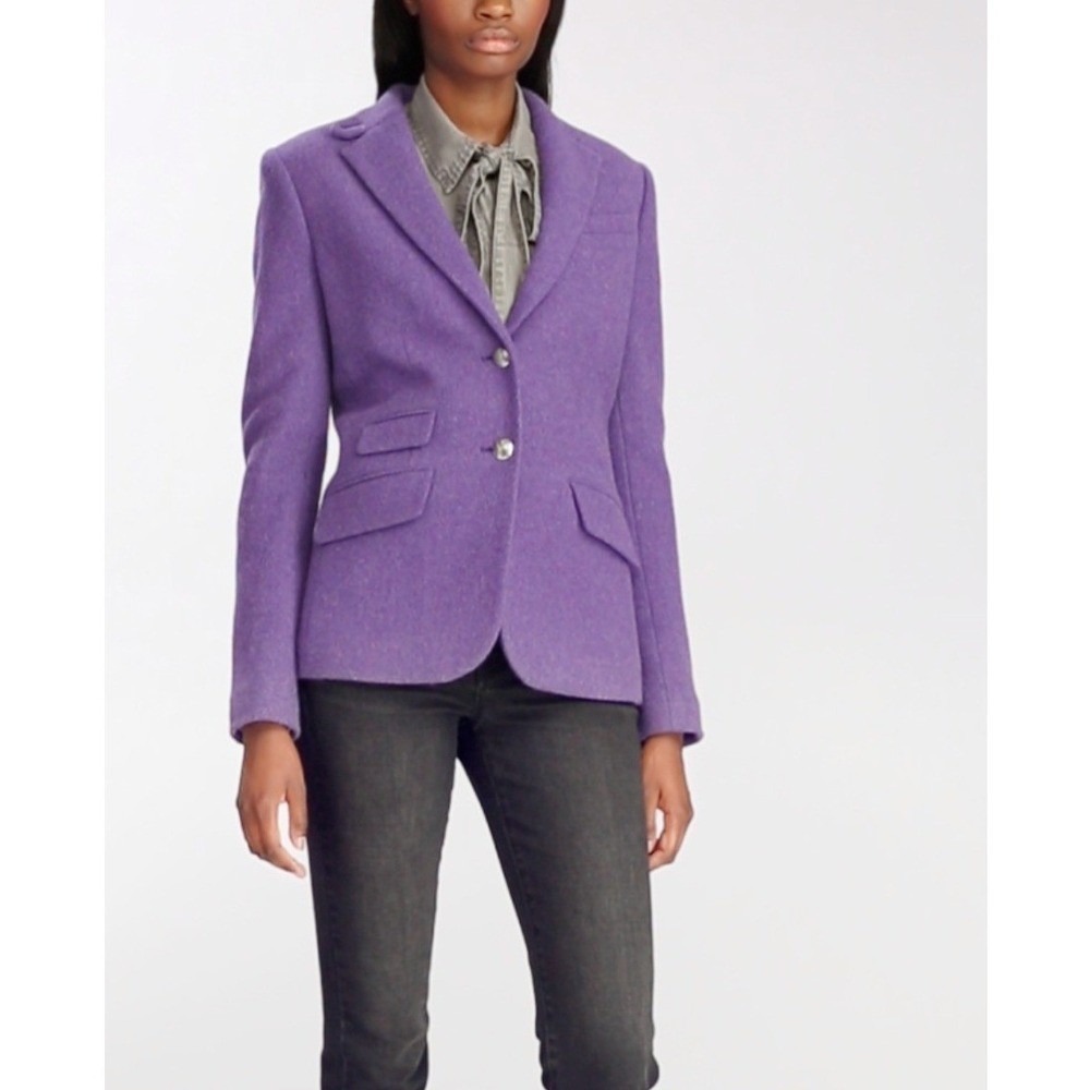 Lauren Ralph Lauren Italian Wool Blend Tweed Blazer 14 Lilac Multi Purple NWT